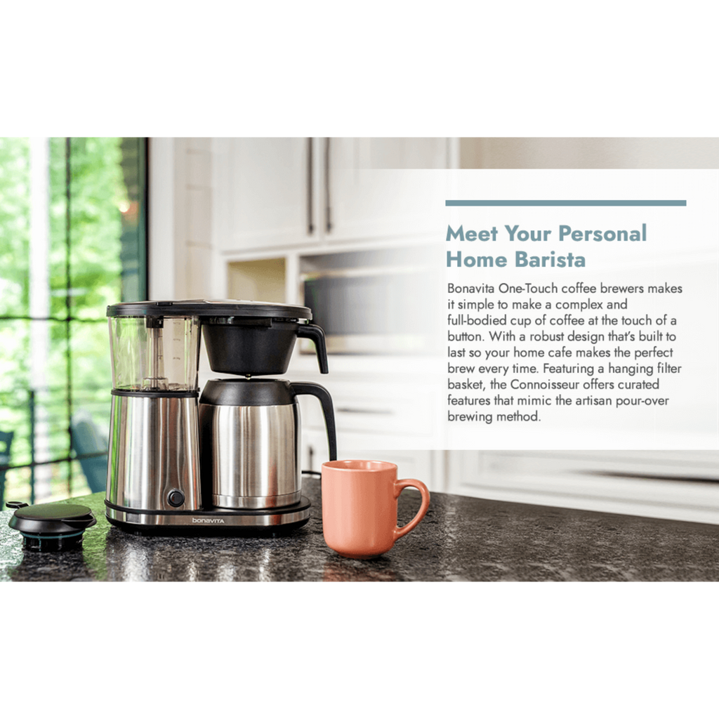 Connoisseur 8-Cup Drip Coffee Brewer One-Touch with Thermal Carafe and Hanging Basket - SCA Certified Home Brewer